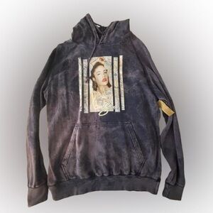 Selena Graphic Pullover Hoodie with Portrait Graphic - Purple Wash